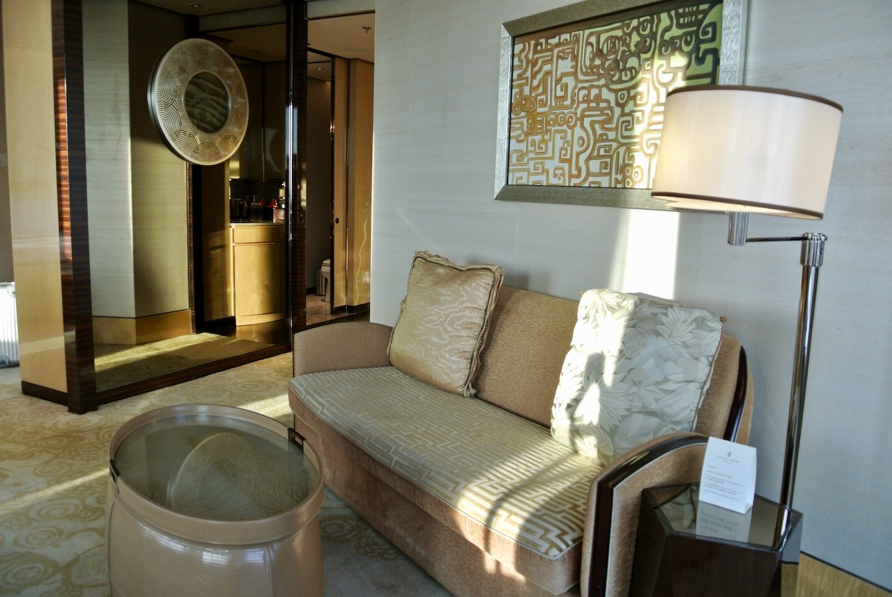 Ritz-Carlton Shanghai Pudong, On Top of the World Hawaii Calling Couch in living room