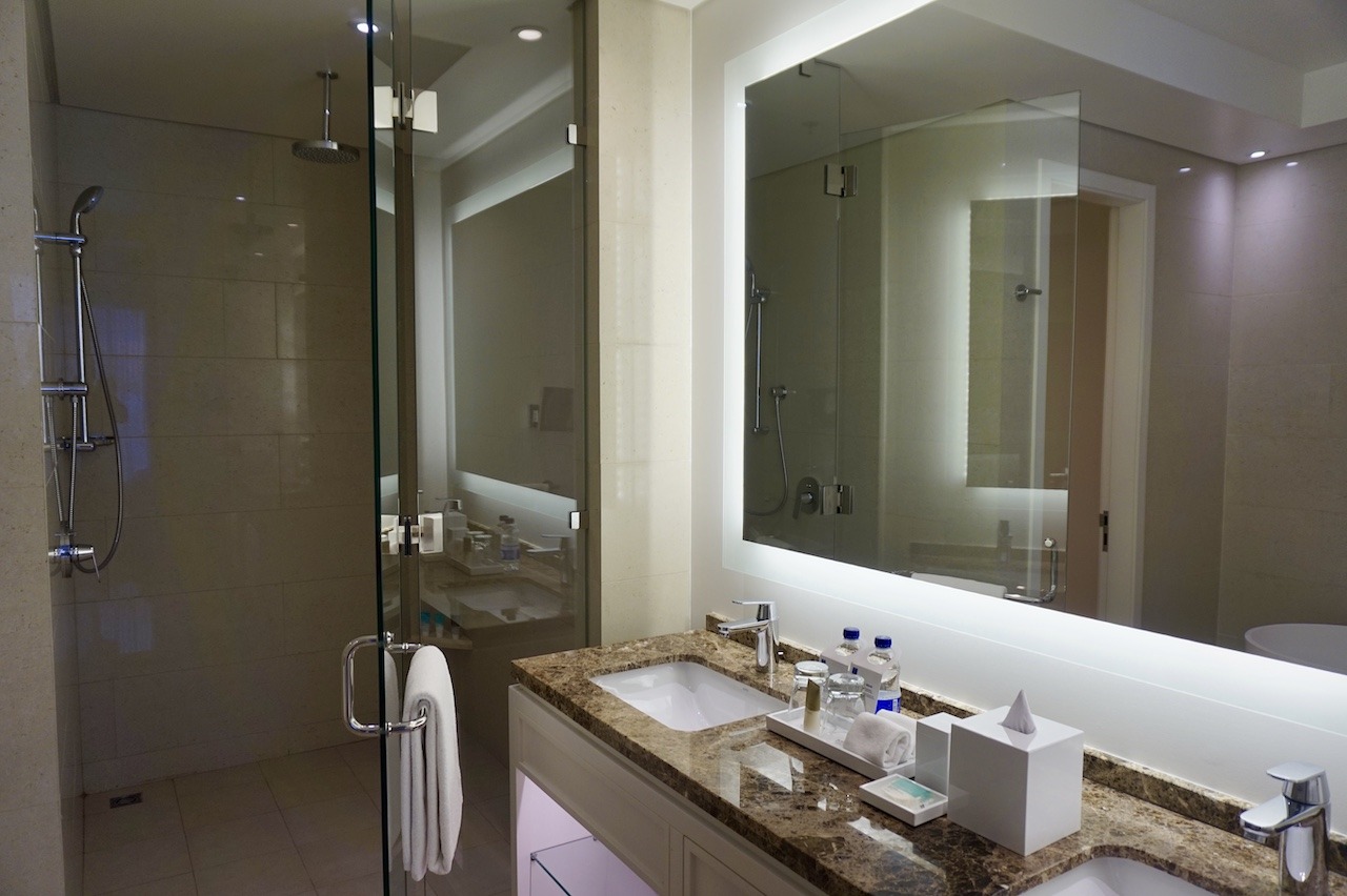 Hyatt Regency Cartagena - Colombian Sophistication Hawaii Calling Hyatt Regency Cartagena master bathroom with shower and vanity
