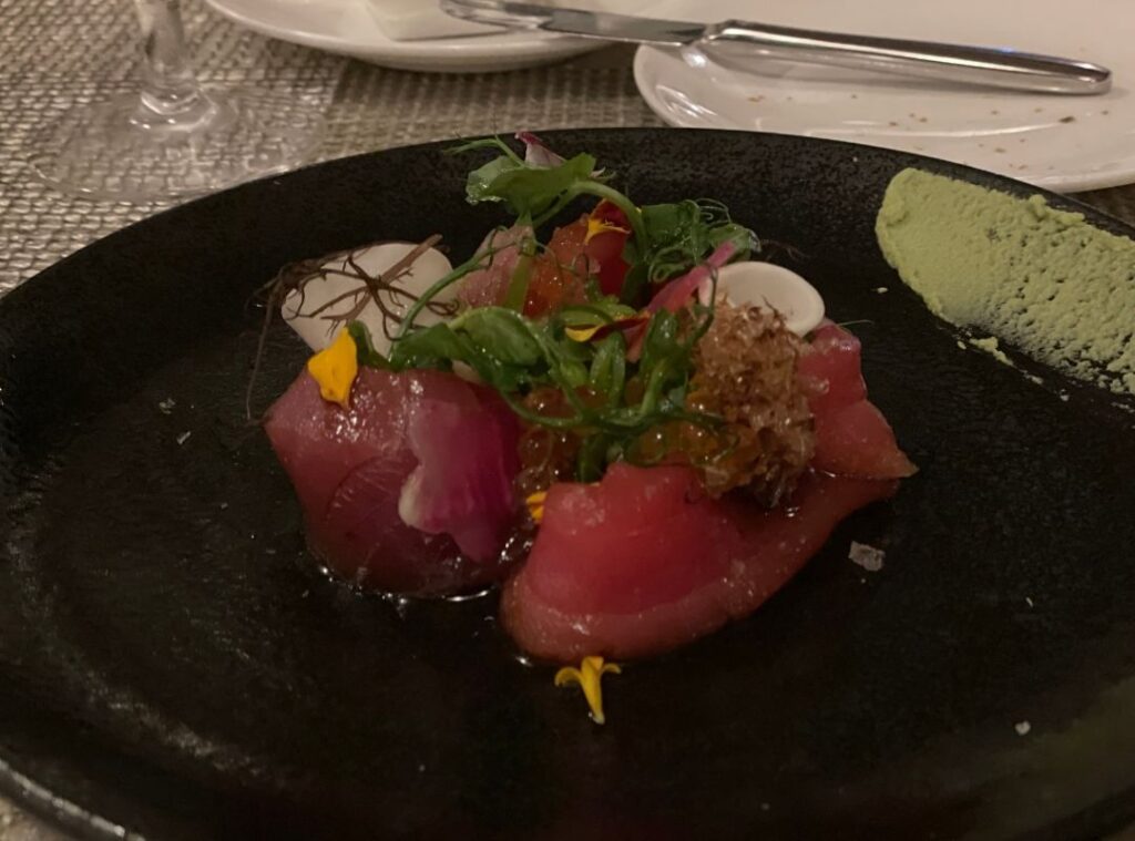 Review & Video: The Royal Hawaiian, Waikiki, A Luxury Collection Hotel Hawaii Calling a plate of food on a table