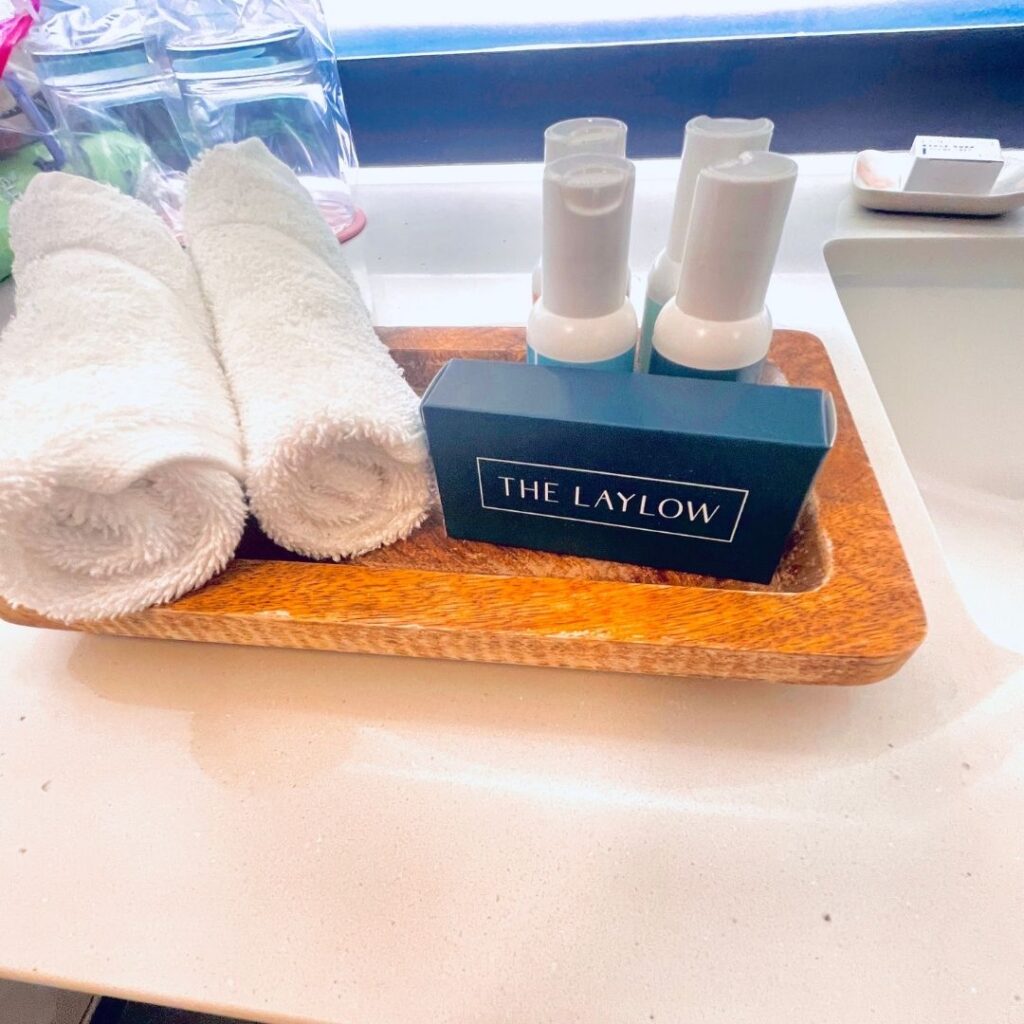 Review & Video: The Laylow Waikiki, Autograph Collection in Waikiki, Unique and Fun Hawaii Calling a tray of toiletries and towels