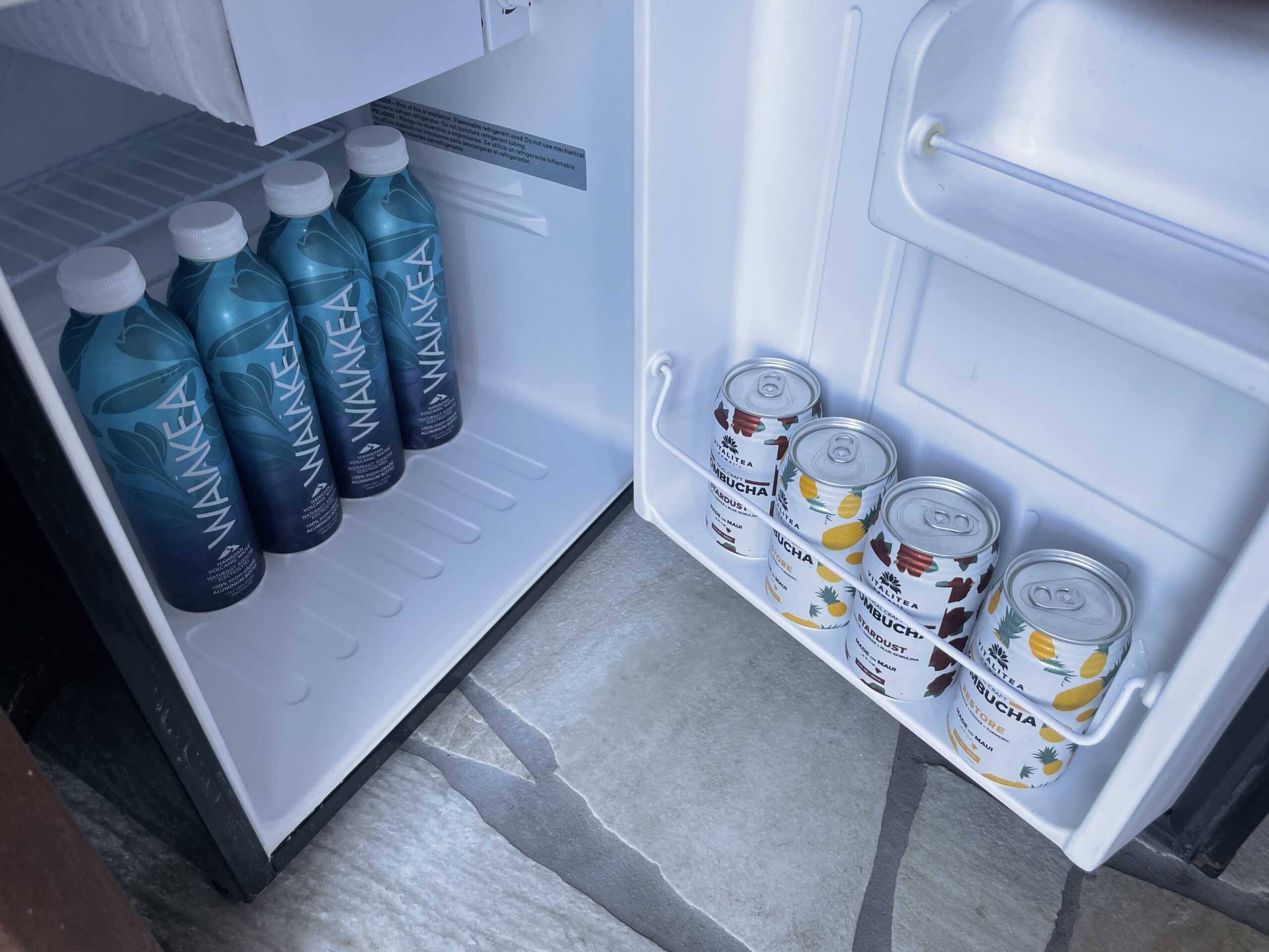 Review & Video: The Ritz-Carlton Waikiki Beach, Luxurious Residences & Hotel Hawaii Calling a small refrigerator with drinks in it