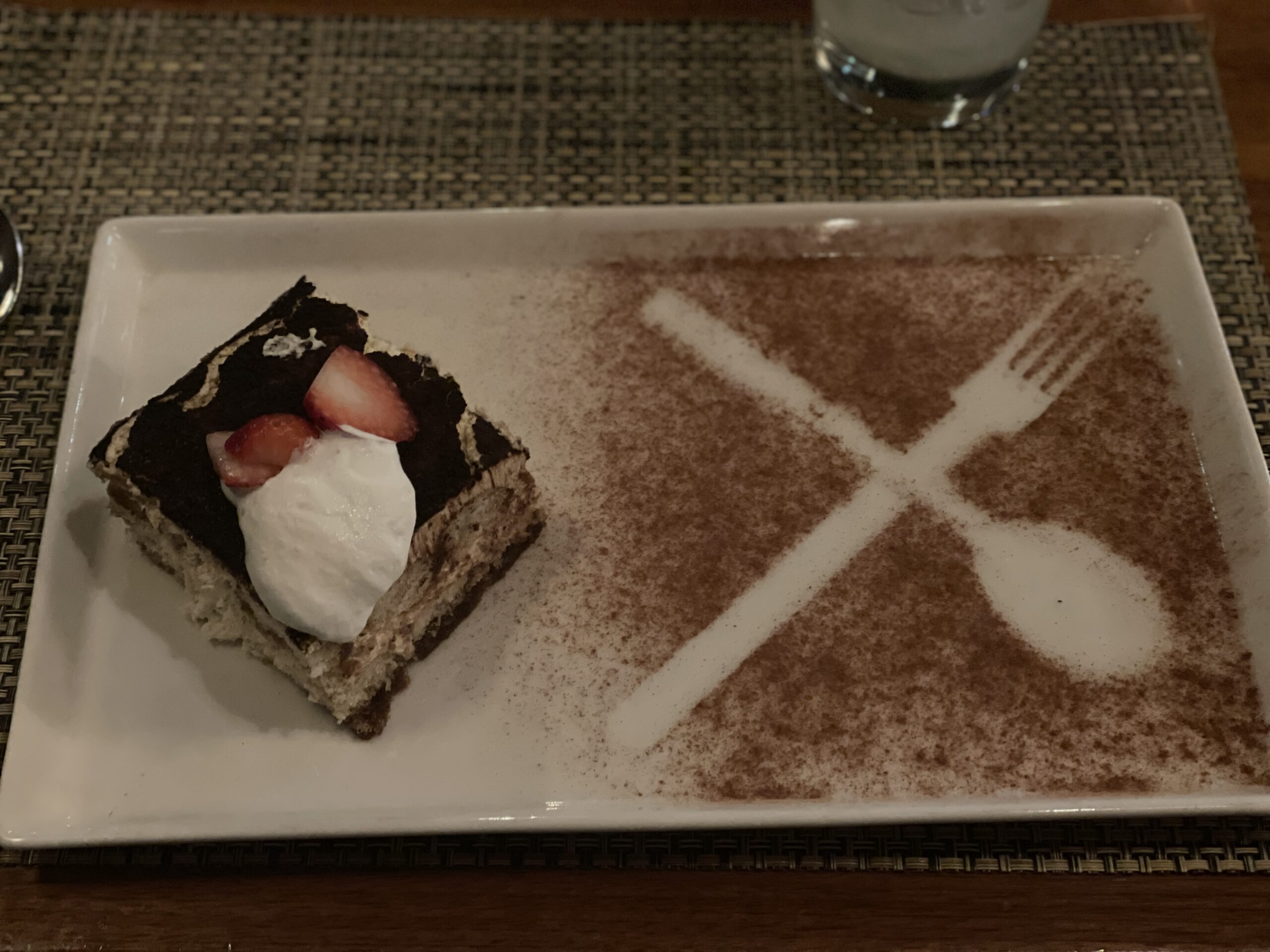 Review & Video: The Westin Monache Resort, Mammoth Mountain Hawaii Calling a plate with a piece of cake and a spoon and fork