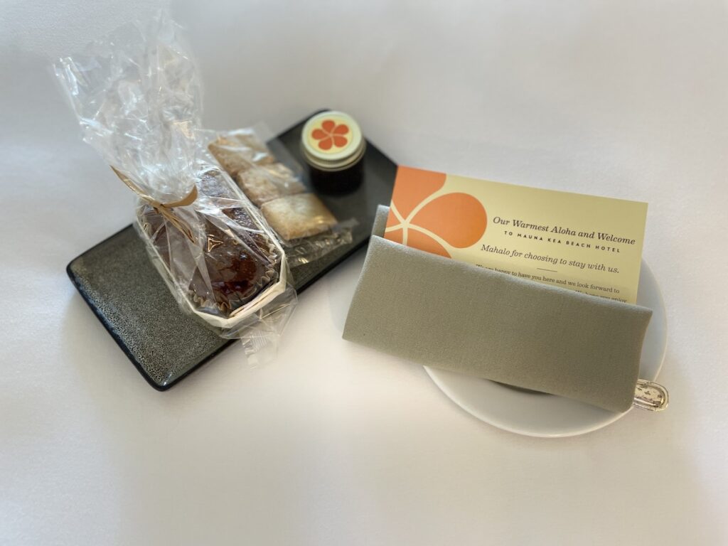 Review & Video: Mauna Kea Beach Hotel, Autograph Collection Hawaii Calling a plate with food on it