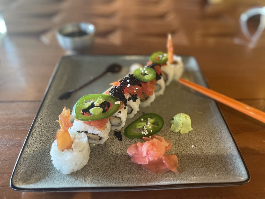 Review & Video: Mauna Kea Beach Hotel, Autograph Collection Hawaii Calling a plate of sushi with chopsticks