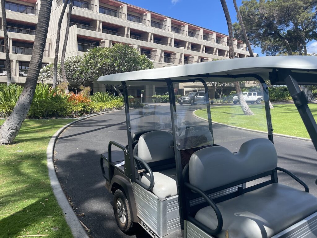 Review & Video: Mauna Kea Beach Hotel, Autograph Collection Hawaii Calling a golf cart parked in a driveway