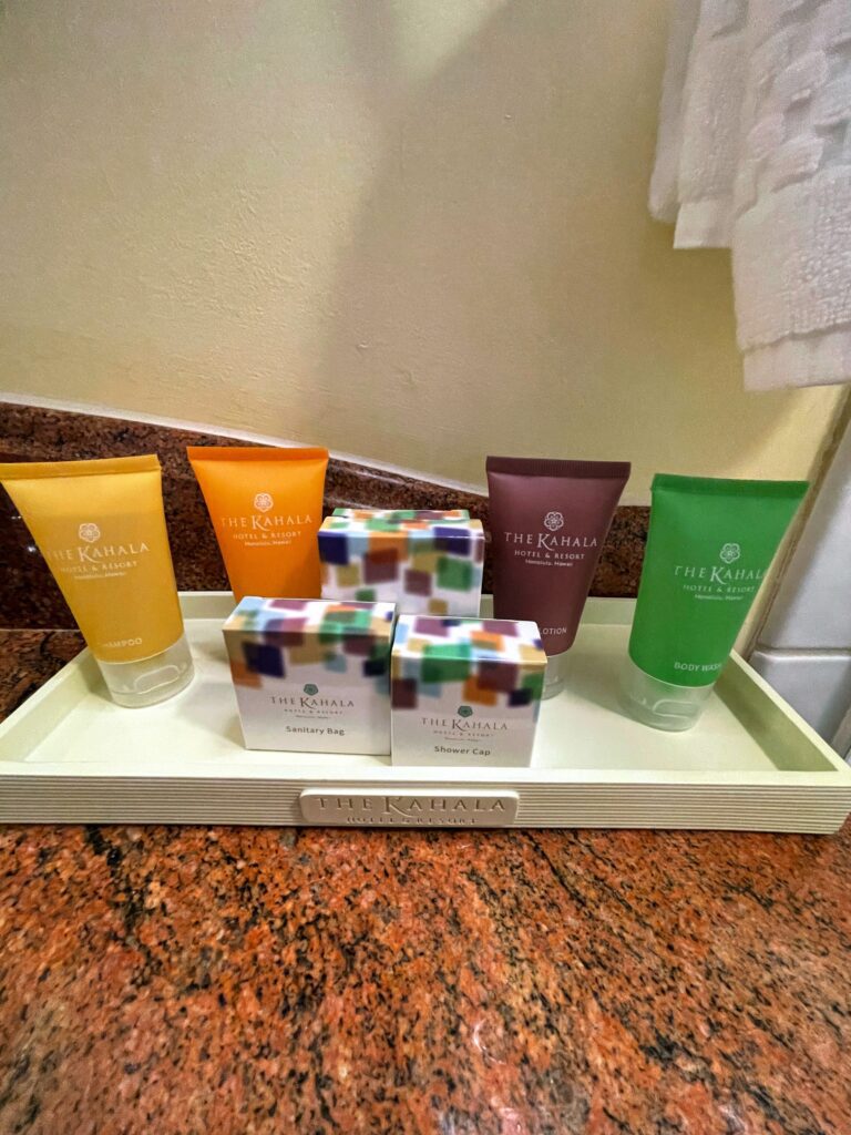 Review & Video: The Kahala Hotel and Resort, Presidential Luxury Hawaii Calling a tray of toiletries and bottles