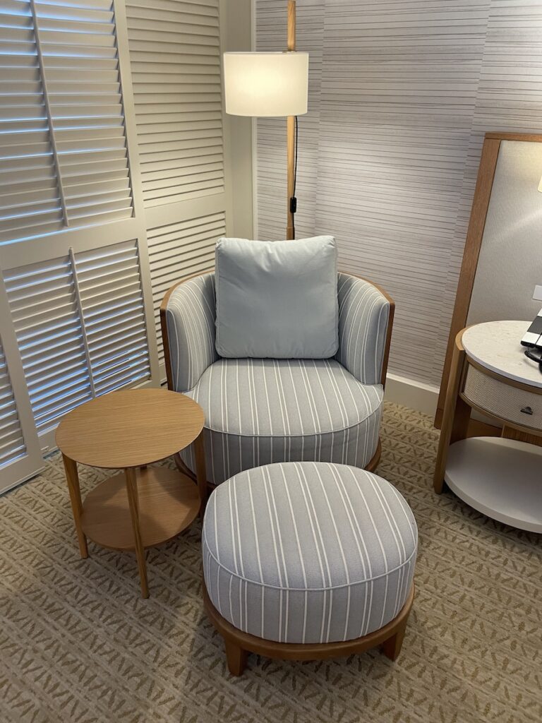 a chair and a table in a room
