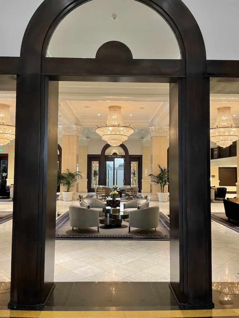 Review & Video: The US Grant, San Diego, a Luxury Collection Hotel Hawaii Calling a large doorway with a large chandelier in the middle