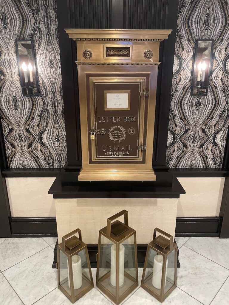 Review & Video: The US Grant, San Diego, a Luxury Collection Hotel Hawaii Calling a gold mailbox with lanterns on the wall