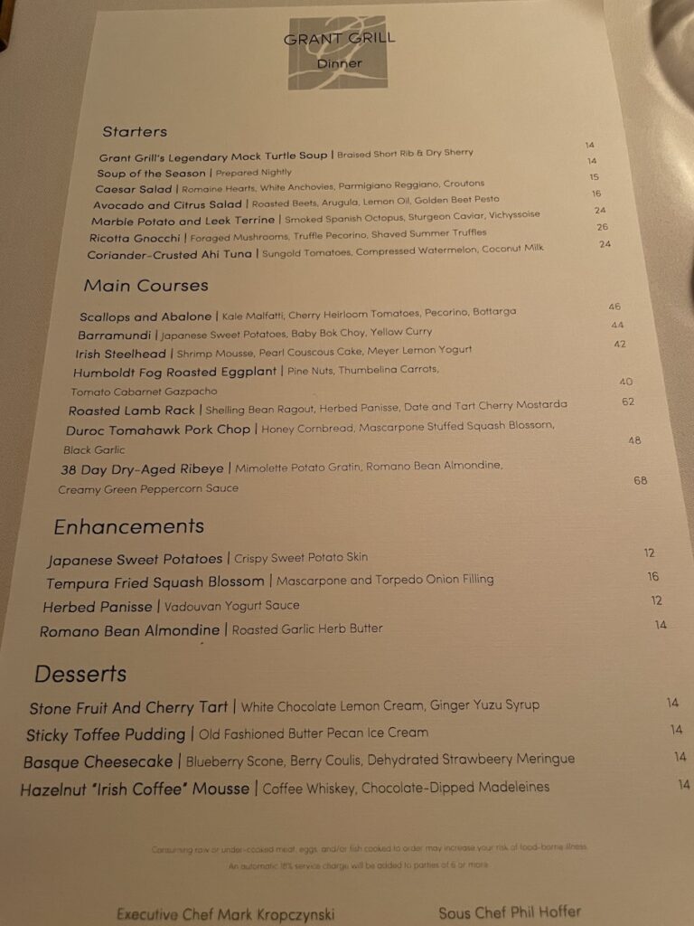 Review & Video: The US Grant, San Diego, a Luxury Collection Hotel Hawaii Calling a menu of a restaurant
