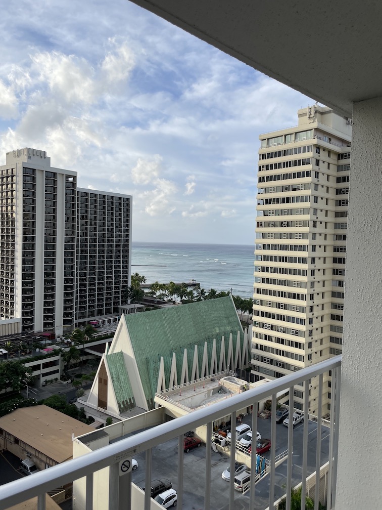 Review & Video: 'Alohilani Resort Waikiki Beach, A Unique Oasis Hawaii Calling a view of a city from a balcony