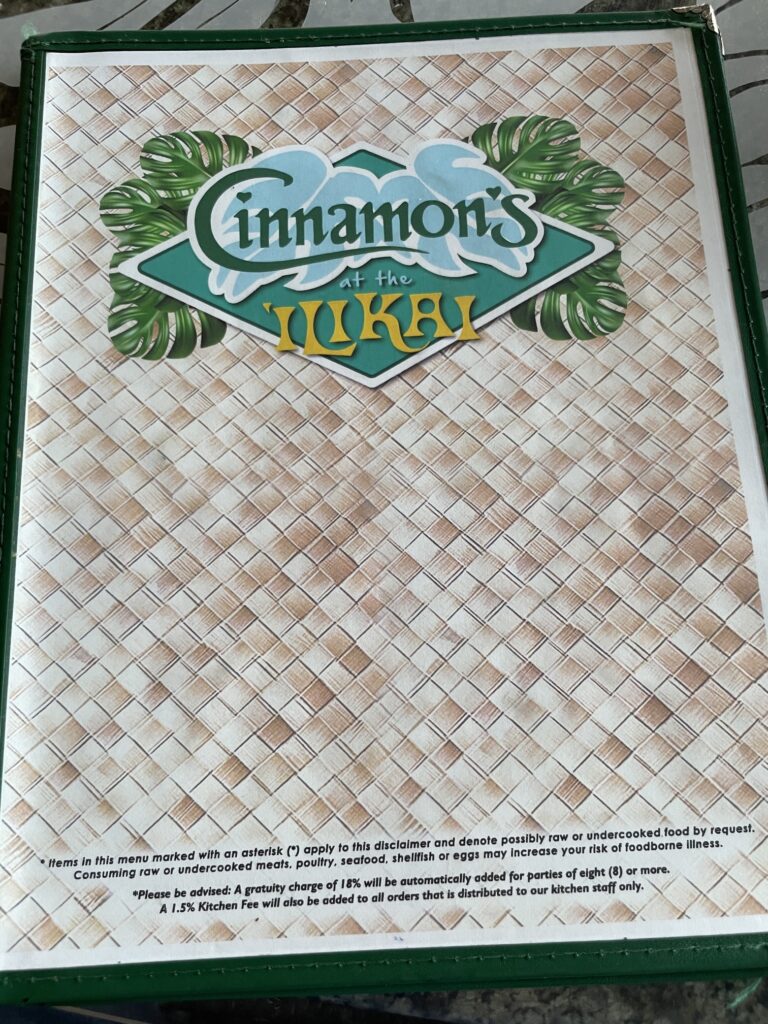 Cinnamon's Ilikai Waikiki | Legendary Breakfast Review Hawaii Calling a menu with a green border