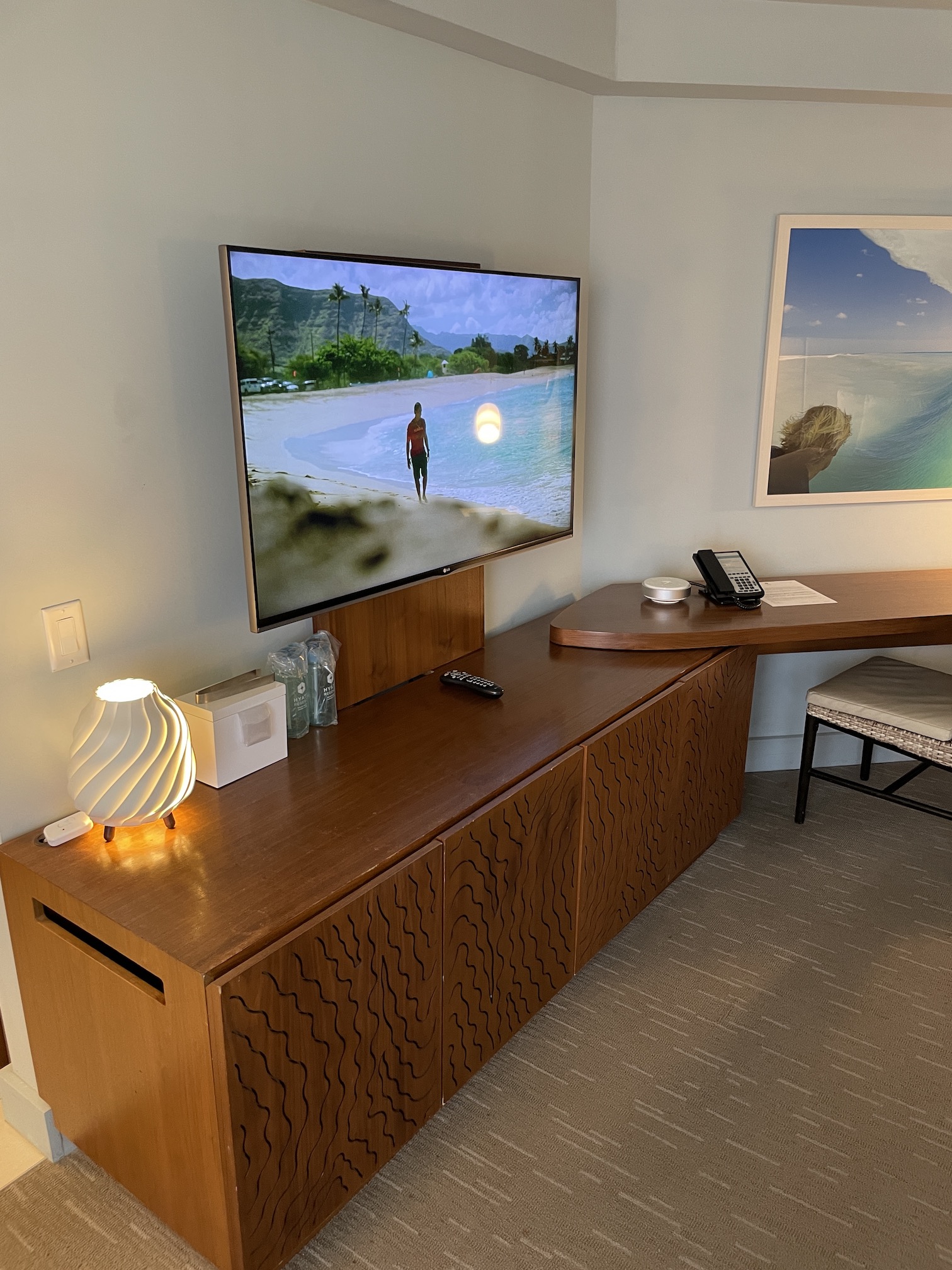 Review: Hyatt Regency Waikiki, Amazing With An Achilles Heel Hawaii Calling a tv on a cabinet