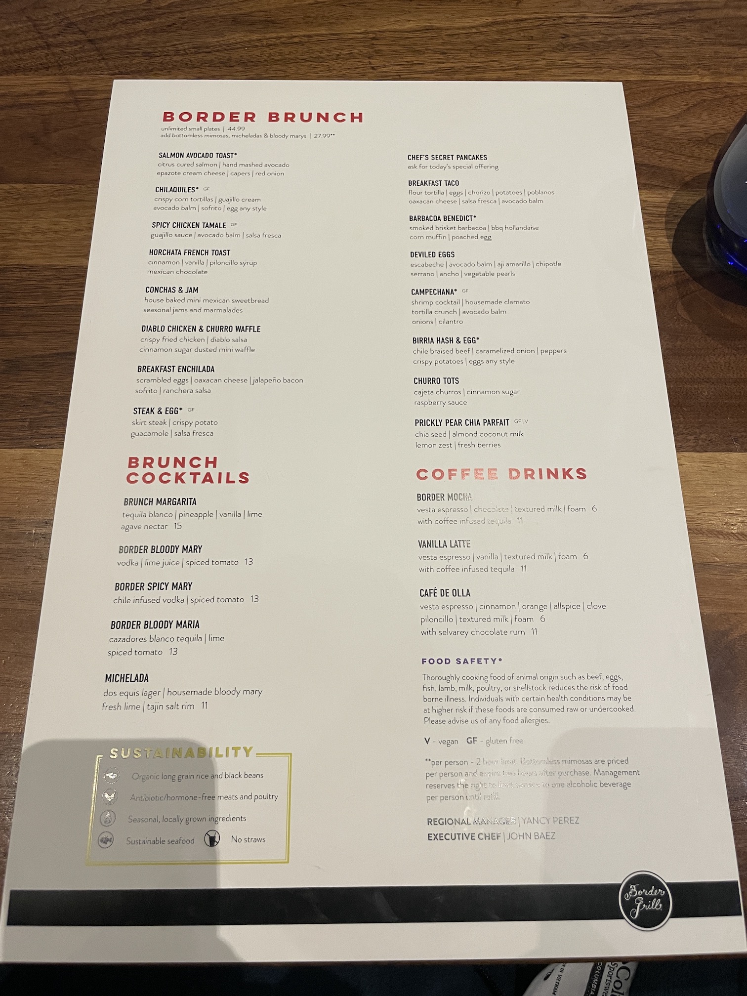 Review: Amazing Border Grill Buffet Las Vegas Hawaii Calling a menu on a table