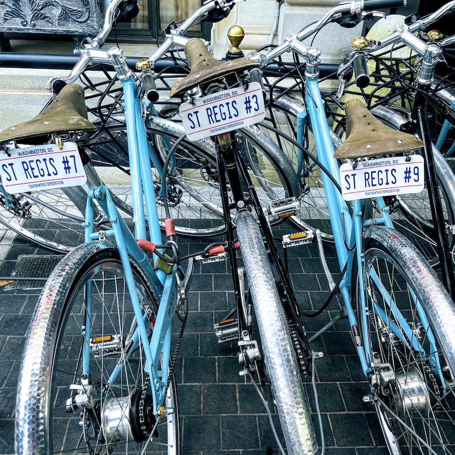 Review & Video: The St. Regis Washington DC, Historic Luxury Hawaii Calling 3 bikes lined up and available to use at the st. regis washington dc