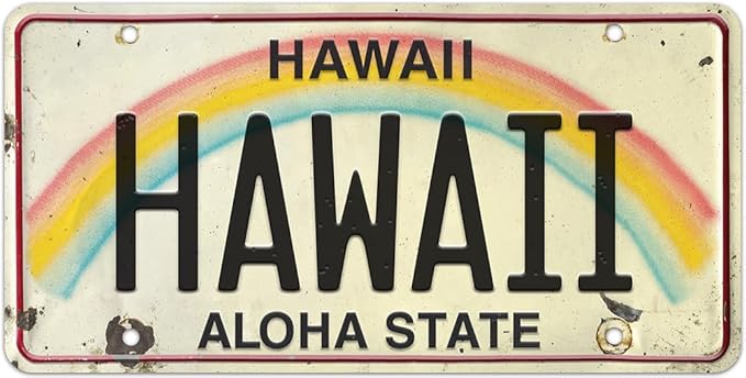 20 Best Souvenirs From Hawaii (2025) To Cherish Forever Hawaii Calling a license plate with a rainbow and black text