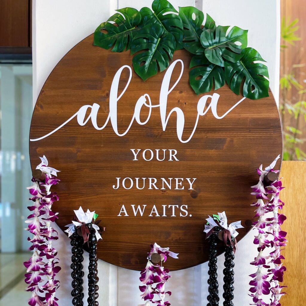 Review & Video: Four Seasons Oahu at Ko Olina, Pinnacle of Luxury Hawaii Calling welcome sign with lei at the Four Seasons Oahu at Ko Olina