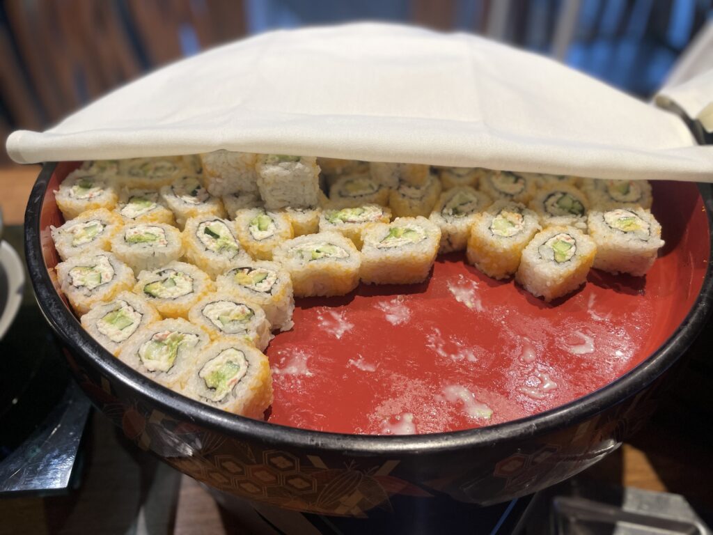 100 Sails Sunday Brunch | Prince Waikiki | A Favorite Hawaii Calling a plate of sushi