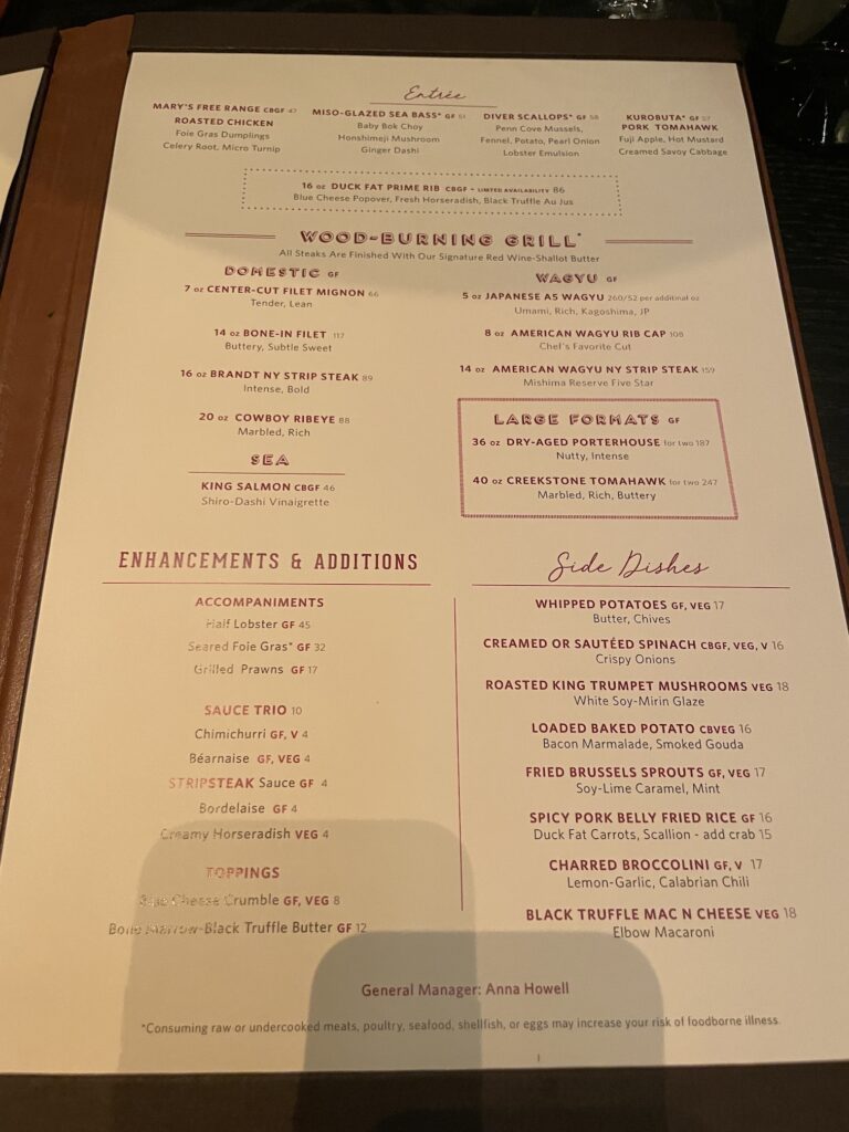 Classy Cool STRIPSTEAK Las Vegas | Review & Video Hawaii Calling a menu on a table