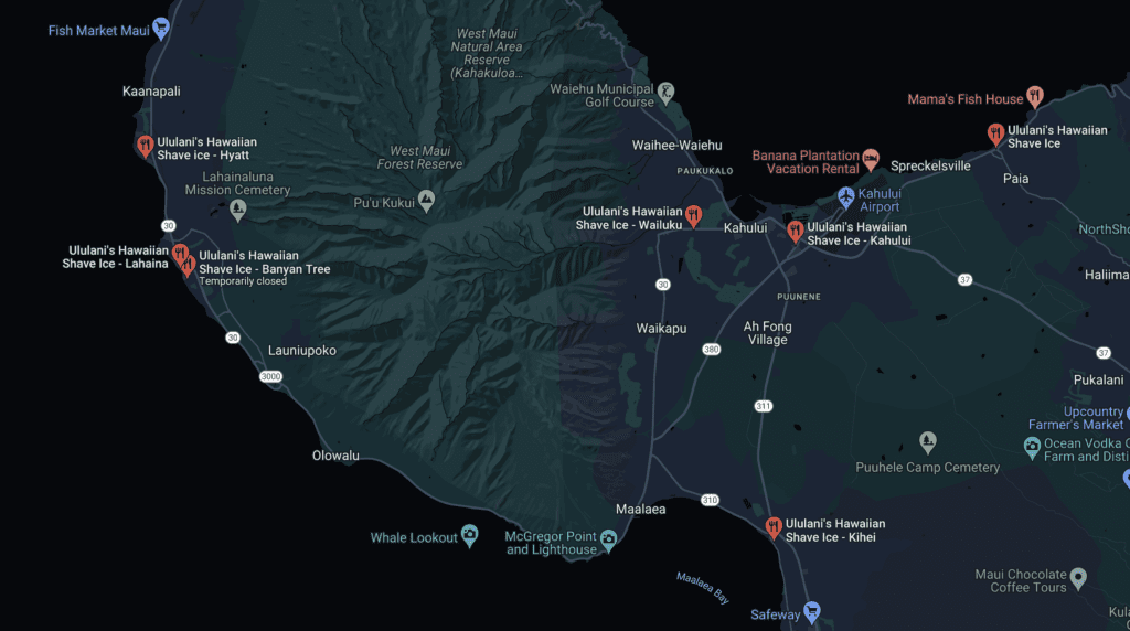 7 Best Ice Cream Shops In Maui | Island Guide Hawaii Calling a map of a island