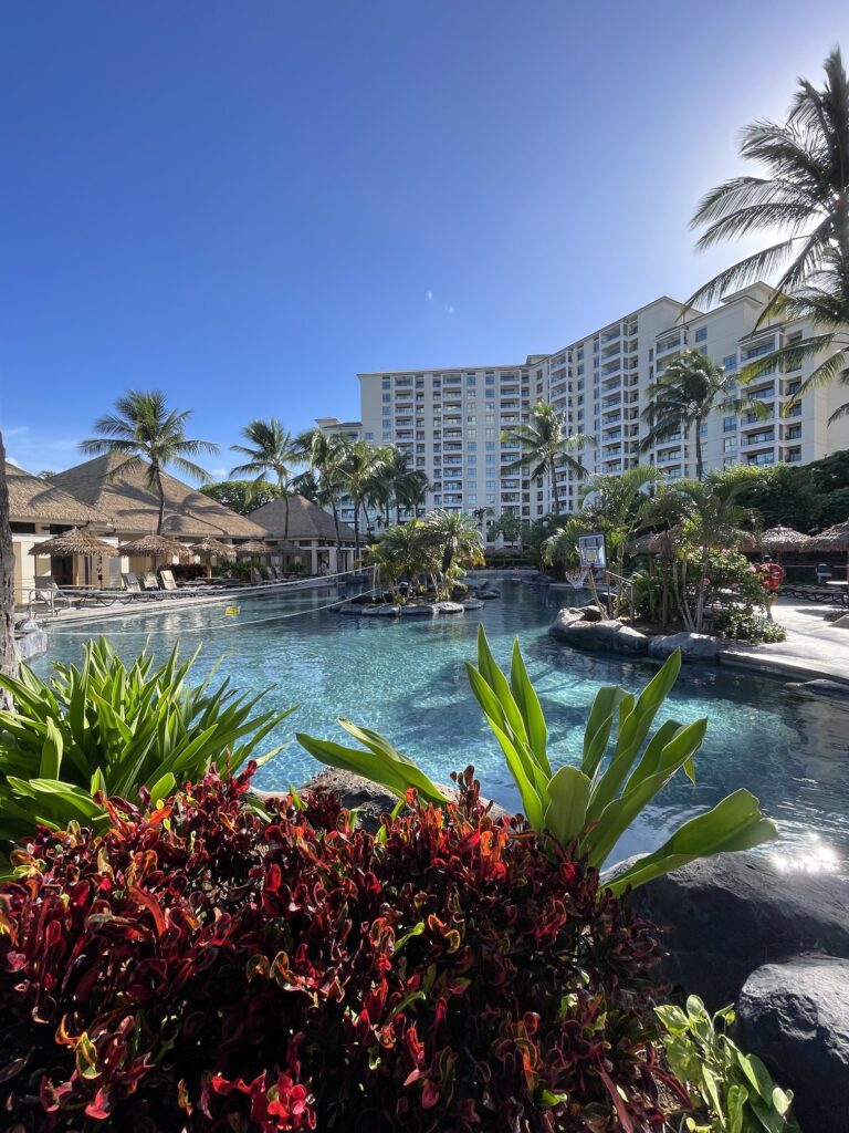 Review & Video | Marriott Ko Olina Beach Club An Amazing Location Hawaii Calling a pool with palm trees and buildings in the background