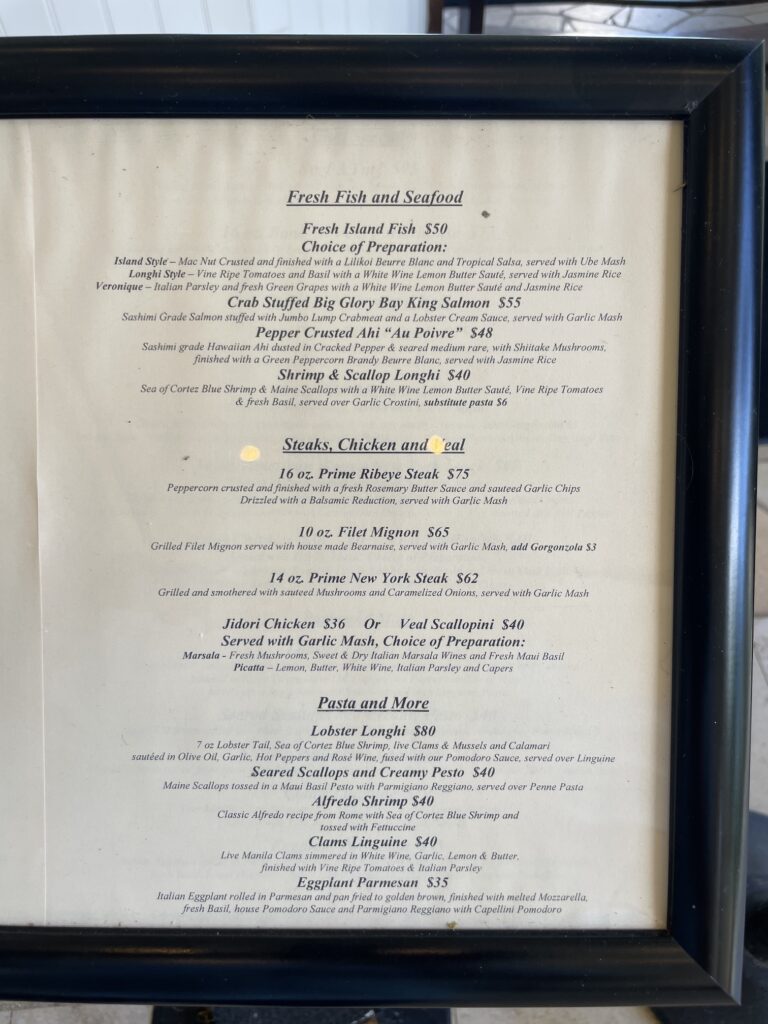 Review & Video | Marriott Ko Olina Beach Club An Amazing Location Hawaii Calling a menu on a sign