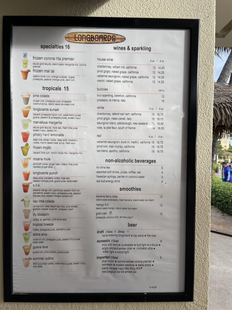 Review & Video | Marriott Ko Olina Beach Club An Amazing Location Hawaii Calling a menu on a sign