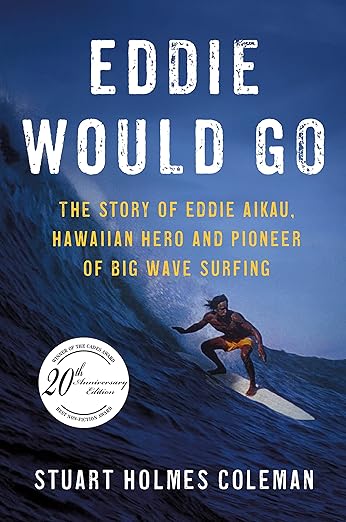 a book cover of a man surfing