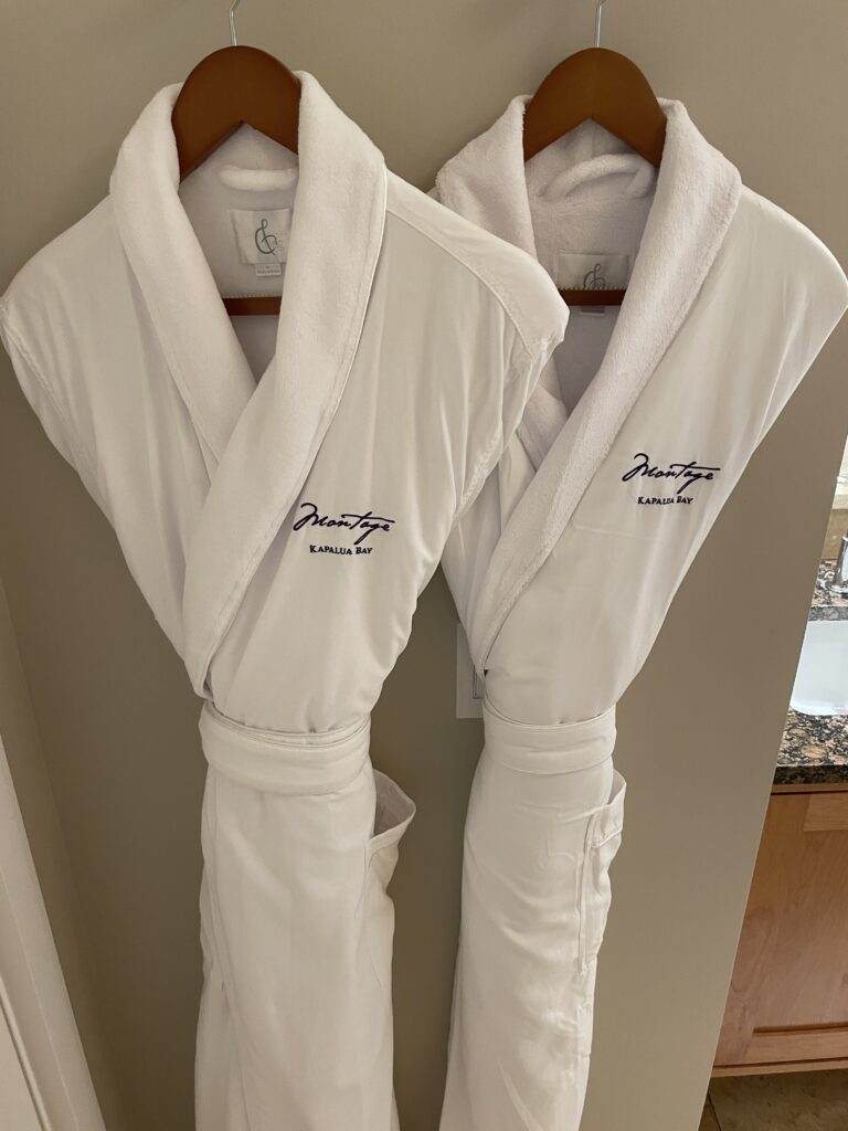 Review Montage Kapalua Bay | Maui Luxury Hawaii Calling a pair of white bathrobes on a wall