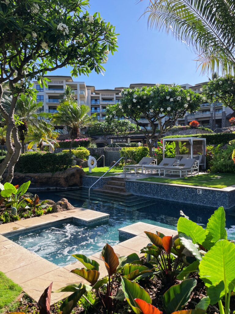 Review Montage Kapalua Bay | Maui Luxury Hawaii Calling a pool with lounge chairs and trees in the background