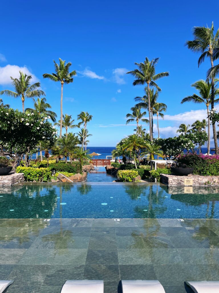 Review Montage Kapalua Bay | Maui Luxury Hawaii Calling a pool with palm trees and a body of water