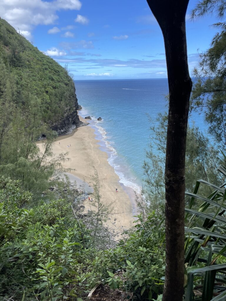 Kalalau Trail Adventure: My Unforgettable Hiking Experience on Kaua'i Hawaii Calling a beach with trees and a cliff