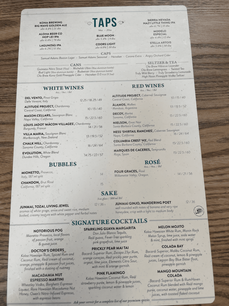 Mauka Market Restaurant Review | Excellent Food At Honolulu Airport Hawaii Calling a menu on a table