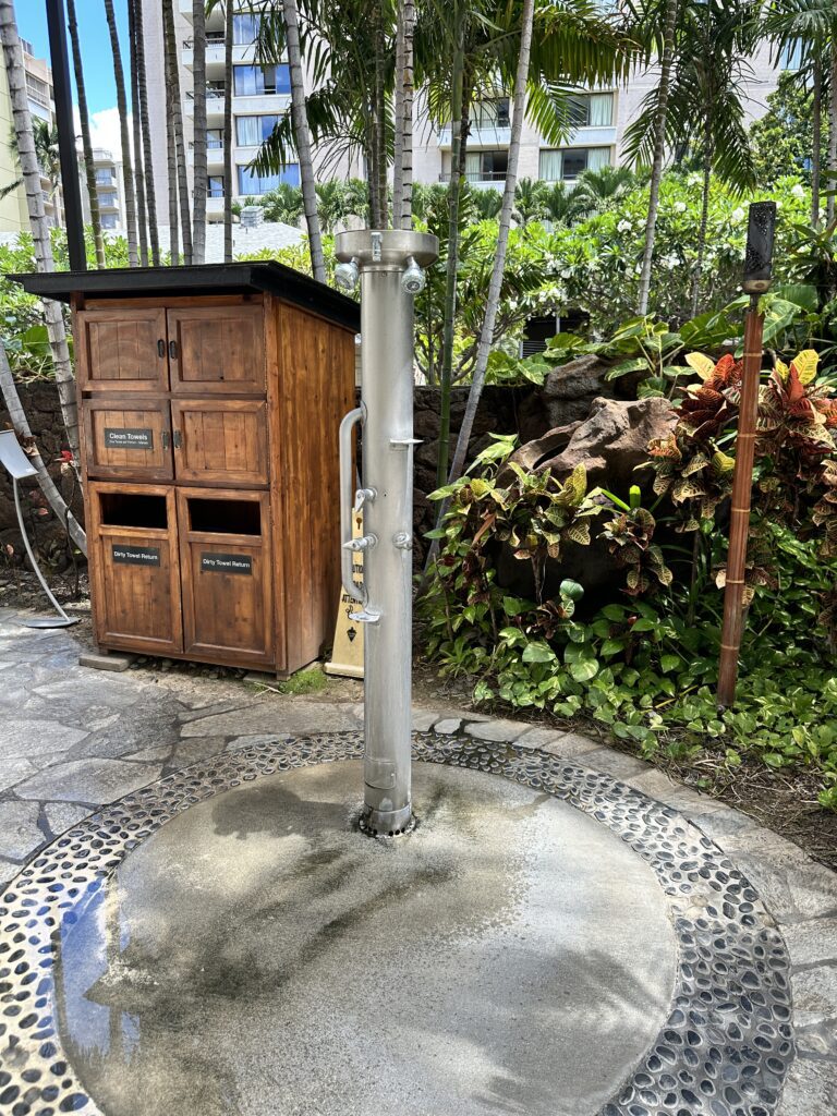 Courtyard by Marriott Waikiki Beach Review | Perfectly Positioned Hawaii Calling a shower in a garden