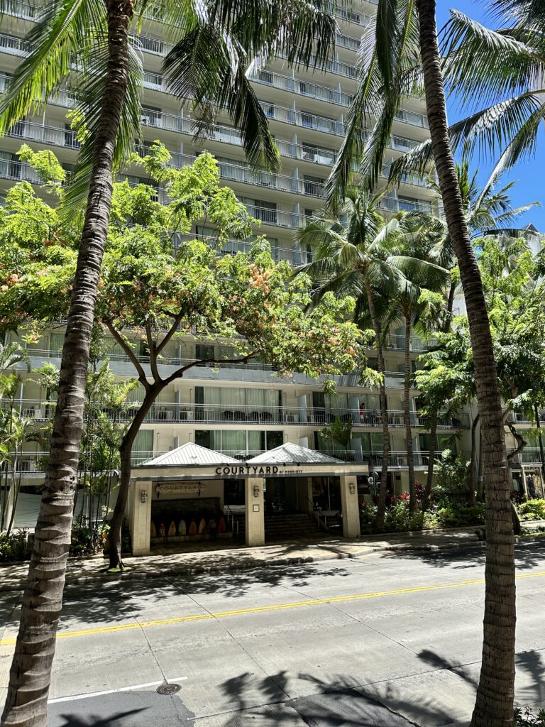 Courtyard by Marriott Waikiki Beach Review | Perfectly Positioned Hawaii Calling Main entrance of Courtyard by Marriott Waikiki Beach