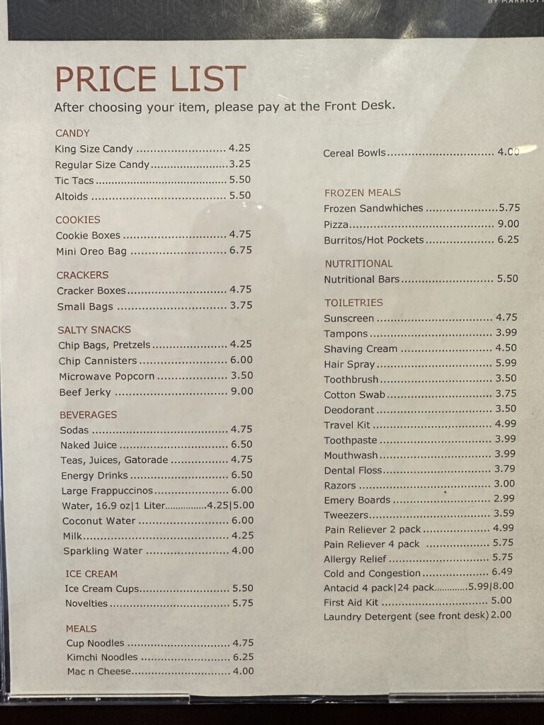 Courtyard by Marriott Waikiki Beach Review | Perfectly Positioned Hawaii Calling a menu with price list