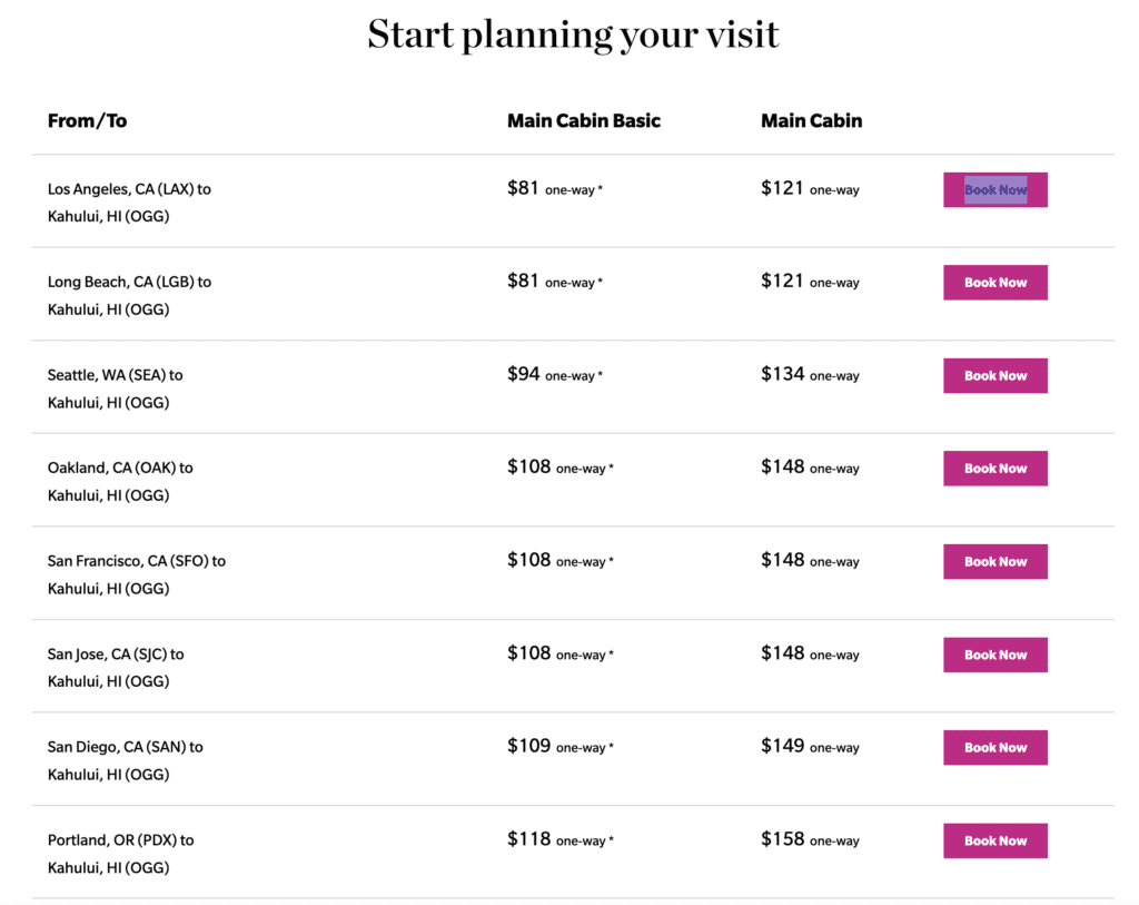 Flight Deals To Maui On Multiple Carriers Hawaii Calling a screenshot of a website