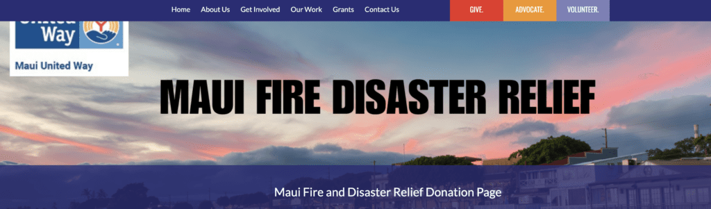 Donate to Trusted Maui Charities | Reputable Ways to Help Lāhainā Fire Victims Hawaii Calling a screenshot of a website