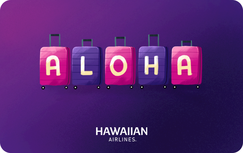 5X Miles With Hawaiian Airlines Gift Cards | Limited Time! Hawaii Calling a group of luggage with letters on it