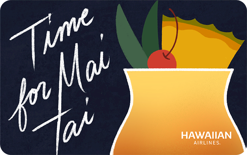 5X Miles With Hawaiian Airlines Gift Cards | Limited Time! Hawaii Calling a cocktail with a cherry in a yellow cup