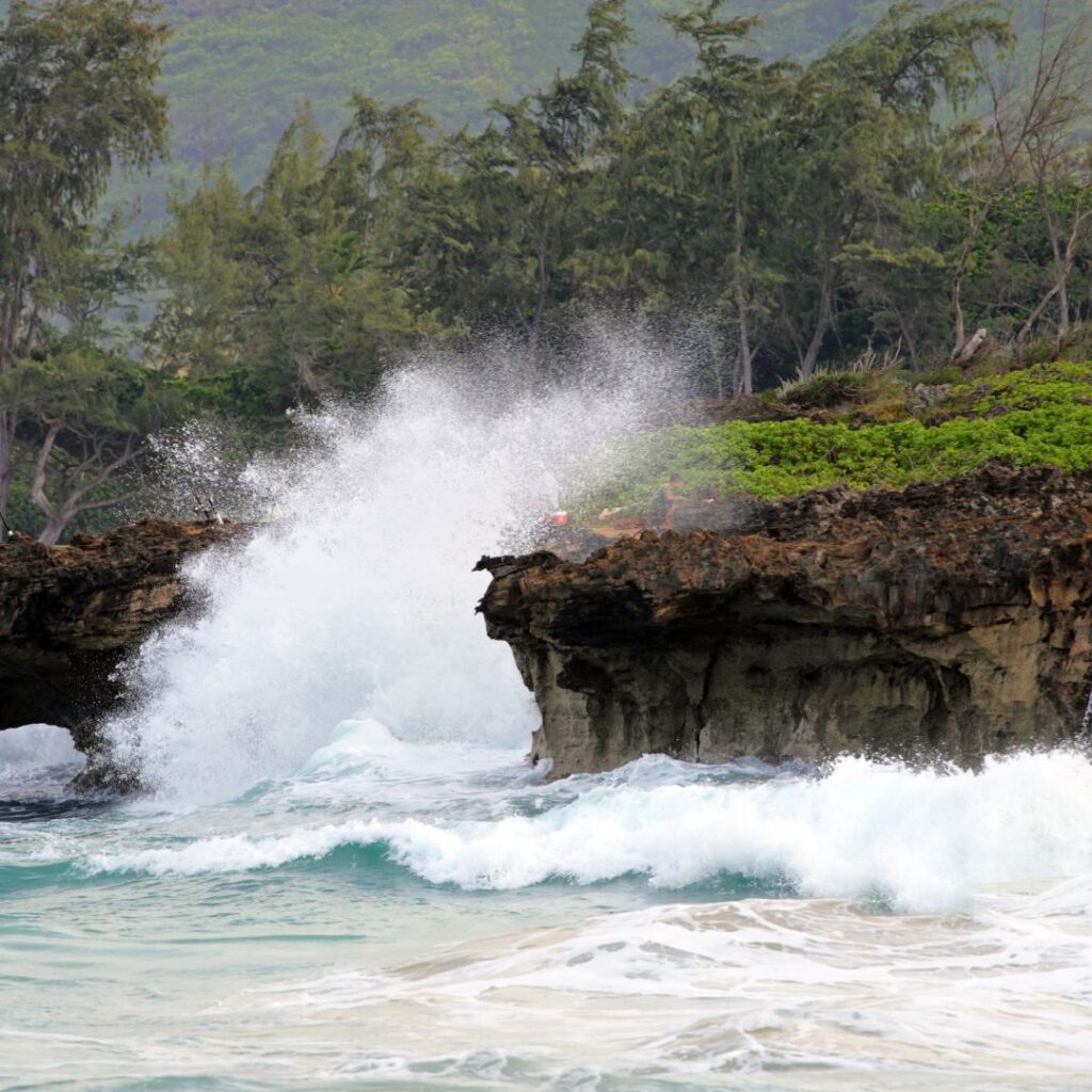 20 Best Things To Do On O'ahu In October (2025) Hawaii Calling waves crashing waves on a rocky cliff