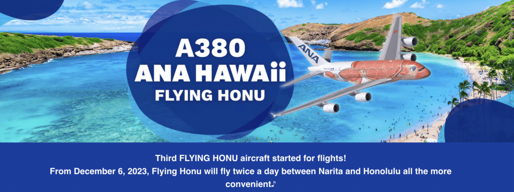 ANA's Third FLYING HONU Flight Arrives | Sweepstakes Hawaii Calling a plane flying over water