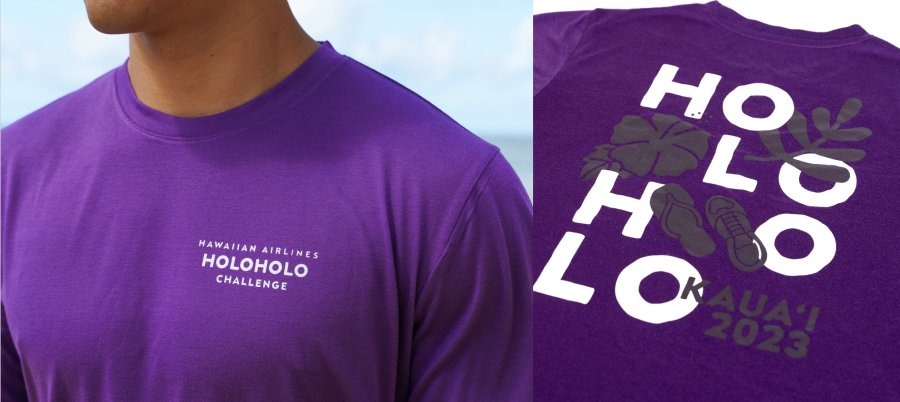 Hawaiian Airlines Holoholo Challenge On Beautiful Kaua'i Hawaii Calling a close-up of a man's shirt