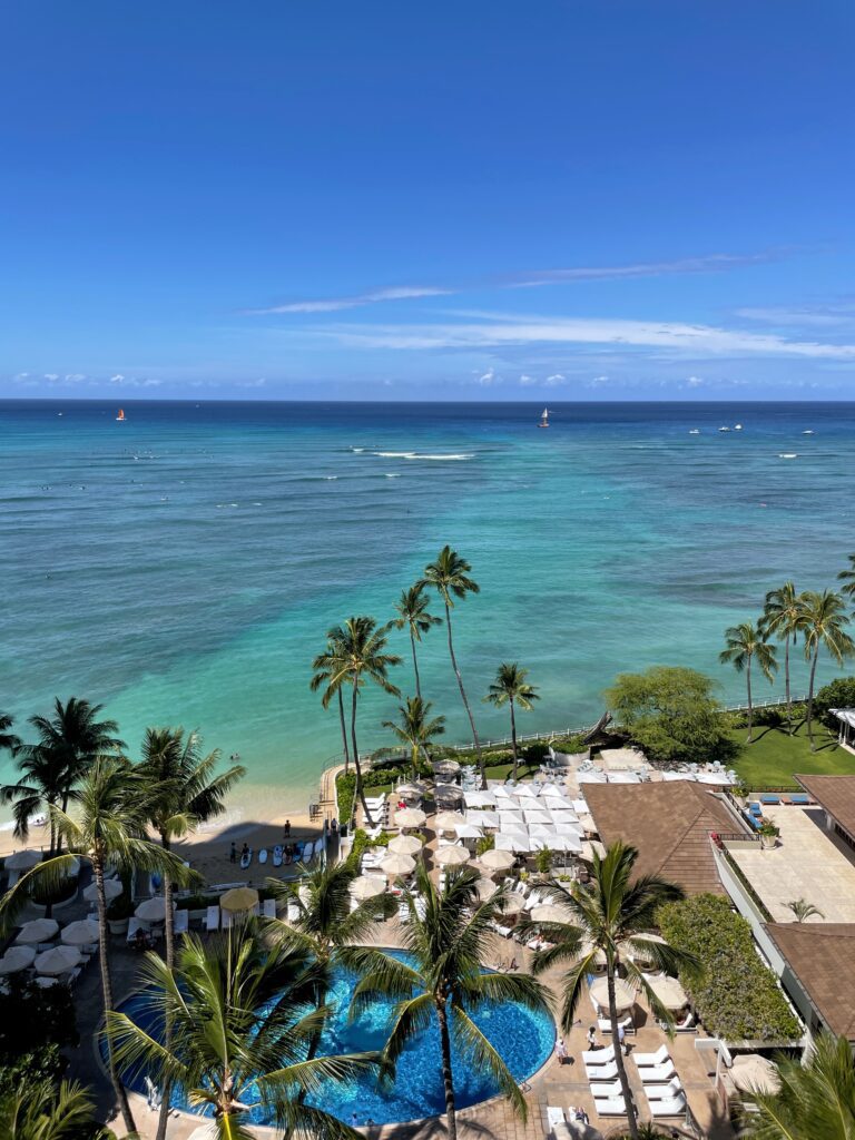 15 Best Beachfront Hotels On Oahu (2025) | Waterfront Bliss Hawaii Calling a beach with palm trees and a body of water