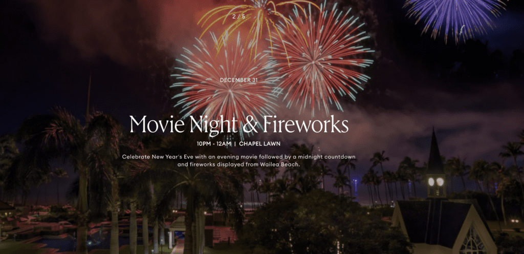 Best Way To Celebrate New Year's Eve In Hawaii (2024-25) Hawaii Calling a screen shot of fireworks for new years eve in Hawai'i at grand wailea