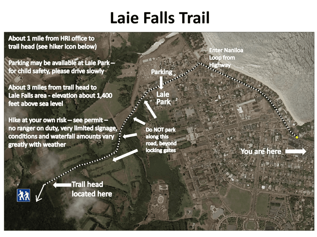 10 Spectacular Waterfall Hikes on Oahu Hawaii Calling a map of a trail