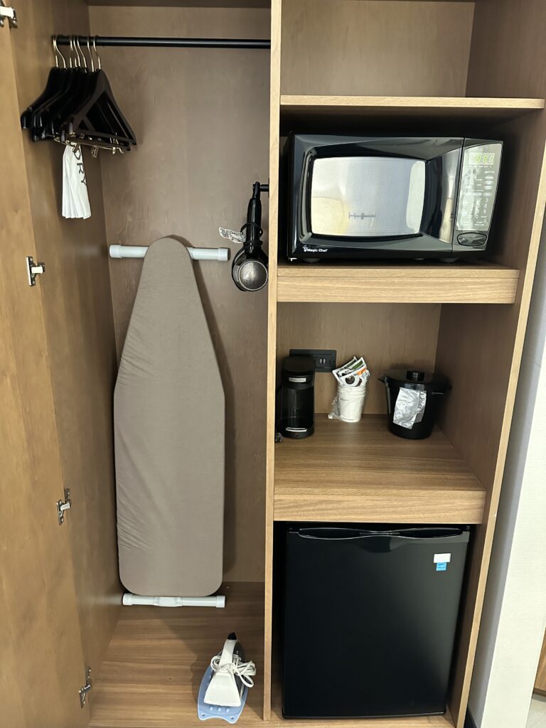 Review: Fairfield Inn & Suites Seattle Sea-Tac Airport Hawaii Calling a ironing board and a microwave in a closet