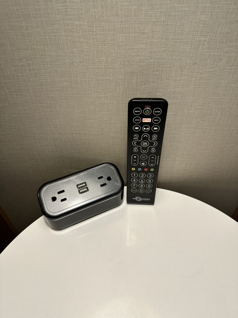 Review: Fairfield Inn & Suites Seattle Sea-Tac Airport Hawaii Calling a remote control and power outlet on a table