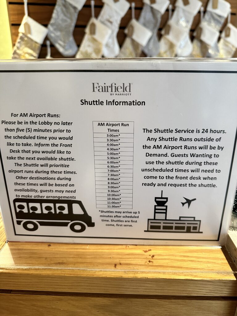 Review: Fairfield Inn & Suites Seattle Sea-Tac Airport Hawaii Calling a sign with a picture of a shuttle