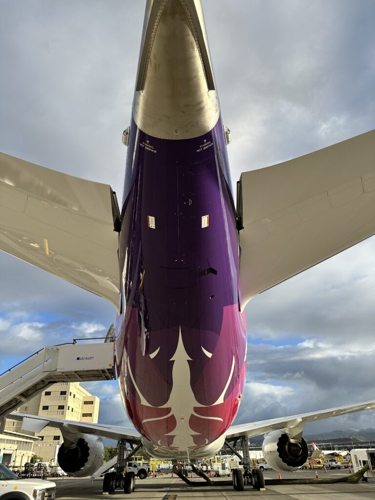 Hawaiian Airlines Boeing 787 Dreamliner Walk Through Hawaii Calling the tail of a plane
